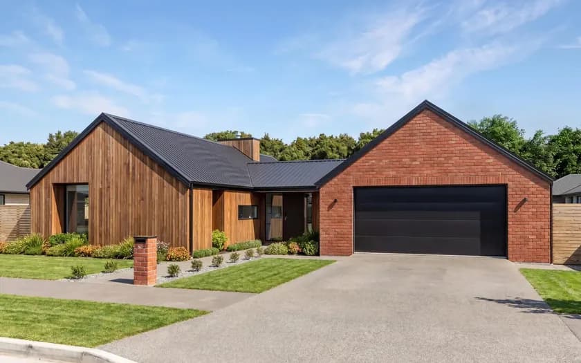 A Pringle home at Camden, West Melton, brick and cedar gables from the street